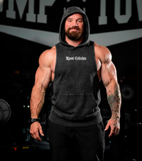 #4 sleeveless hoodie acid wash Sacrifice - black