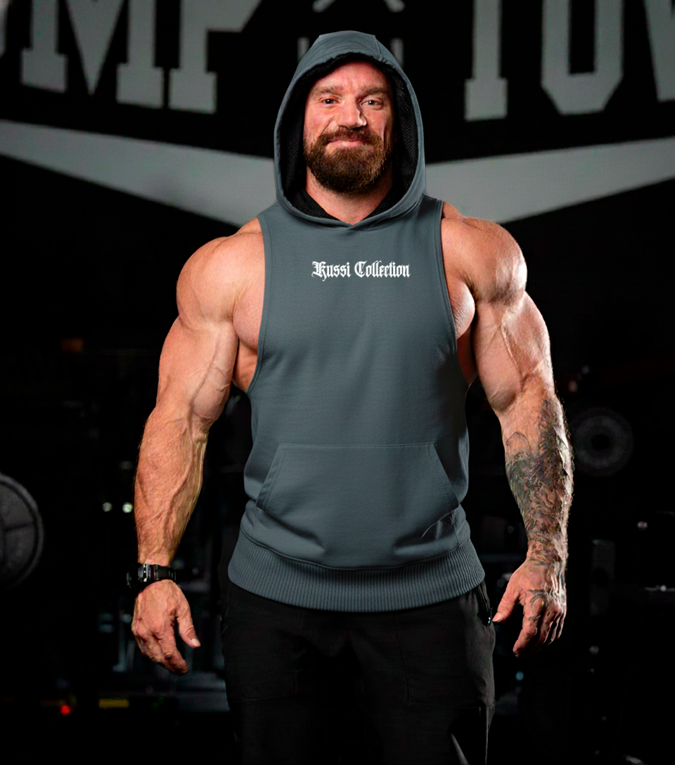 #4 sleeveless hoodie Sacrifice - steel gray