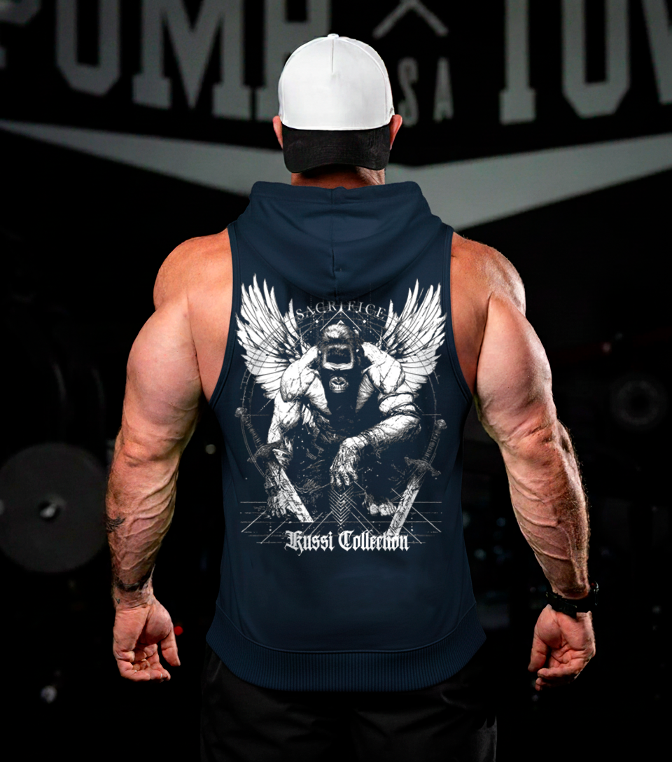 #4 sleeveless hoodie Sacrifice - Navy