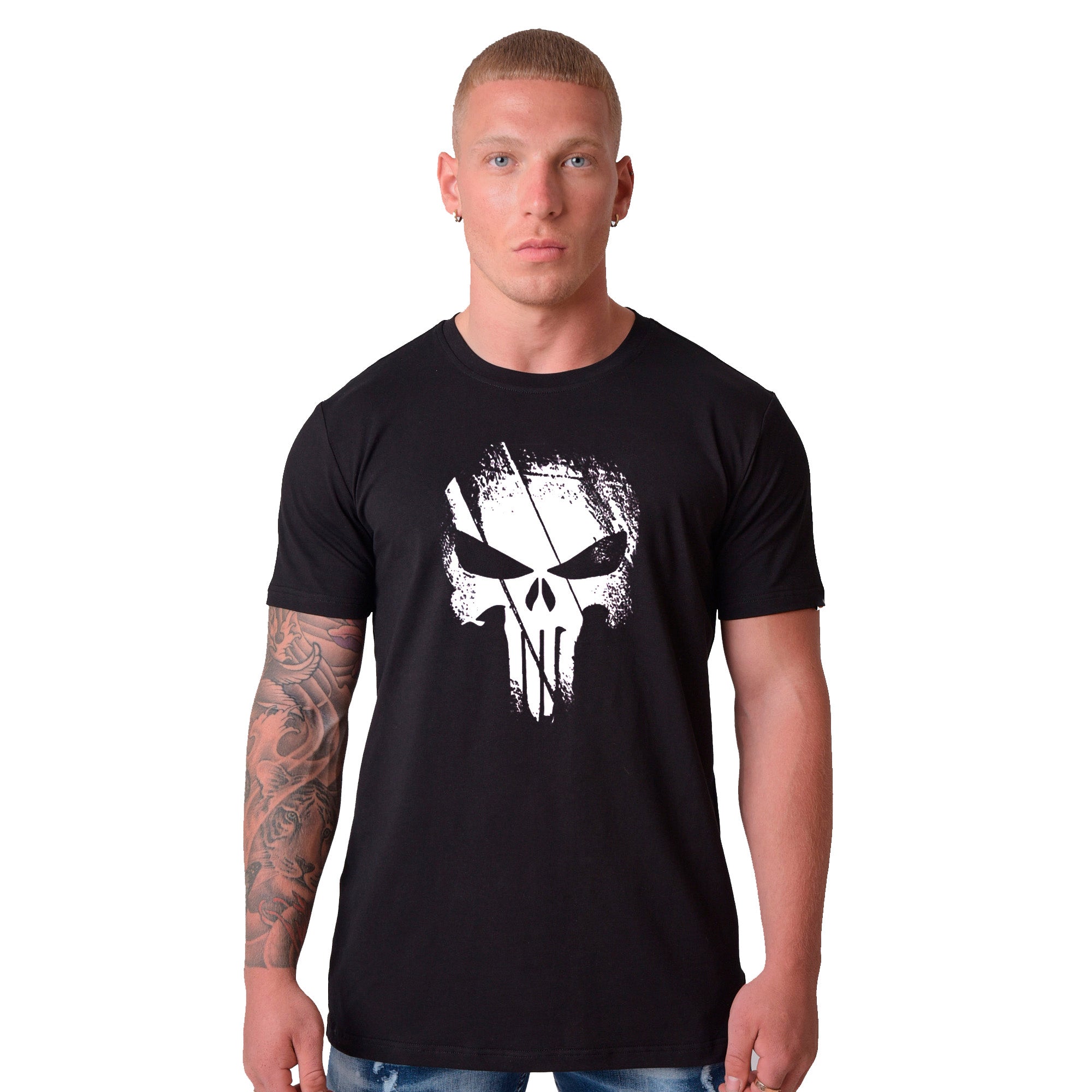 Camiseta Punisher Para Hombre - Manga Corta, Algodón Transpirable, Diseño Estampado, Corte Casual
