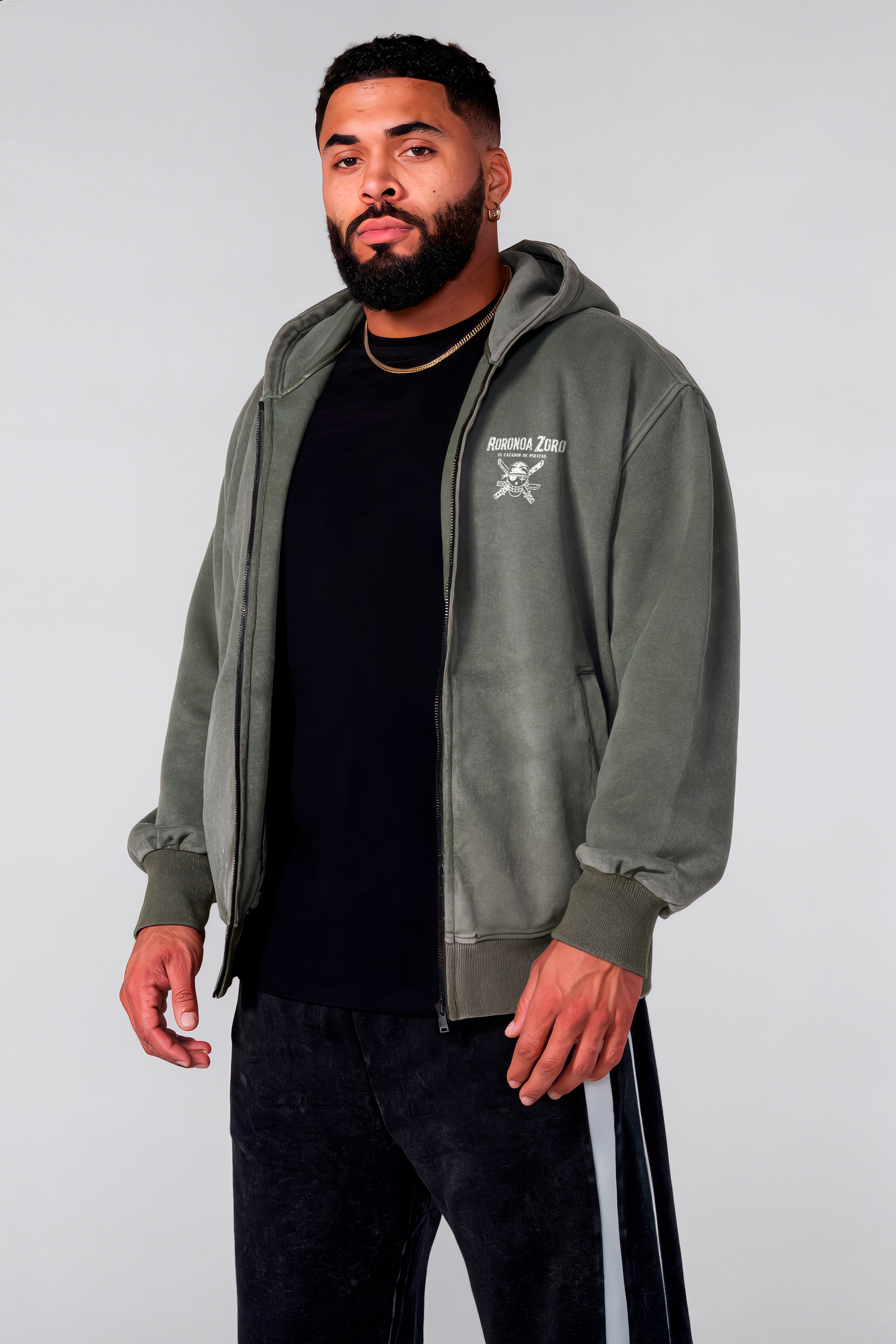 Hoodie Essential Acid Wash Zoro Green  - Edición Especial