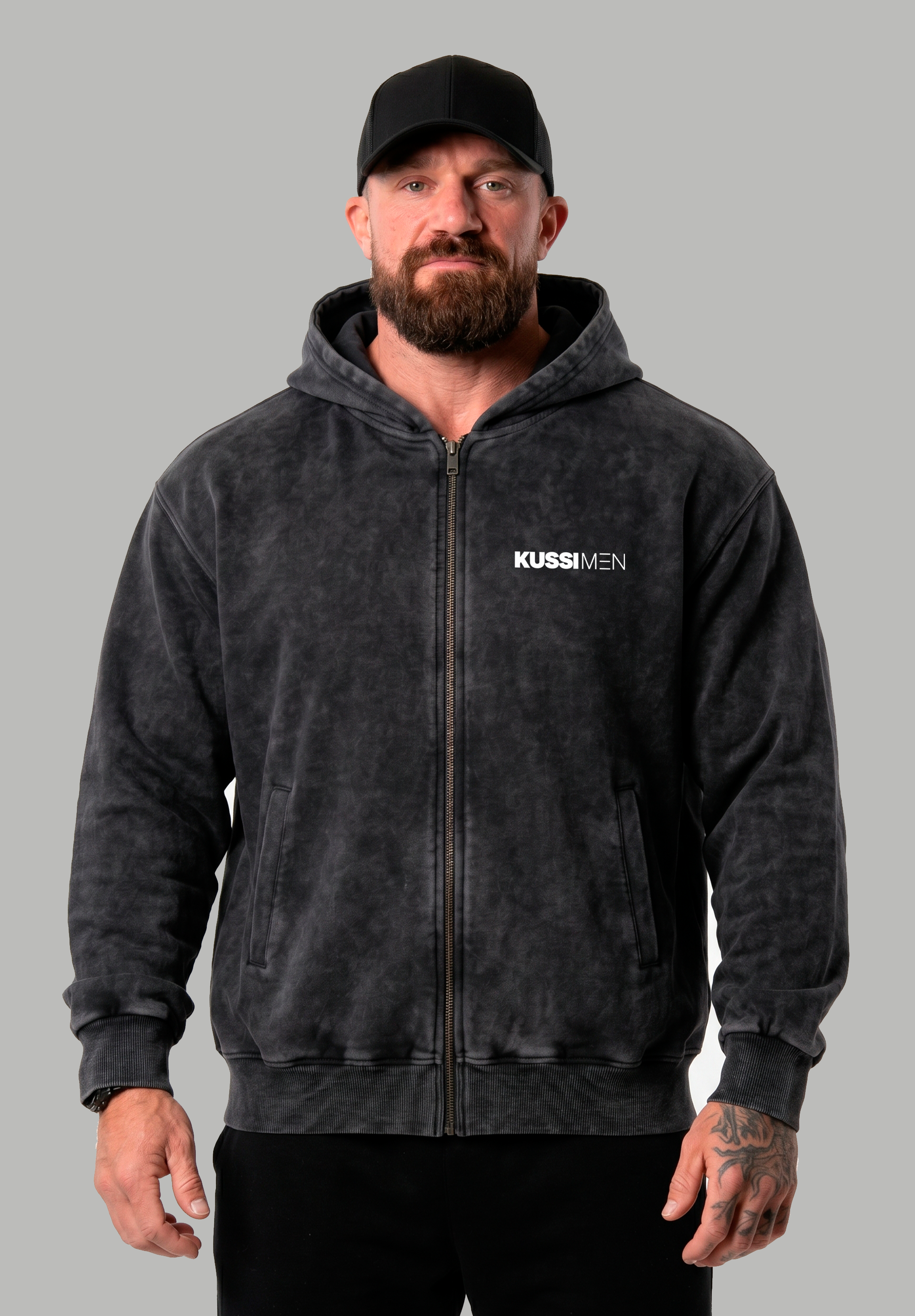 Poleron Zip Essential Acid Wash Black