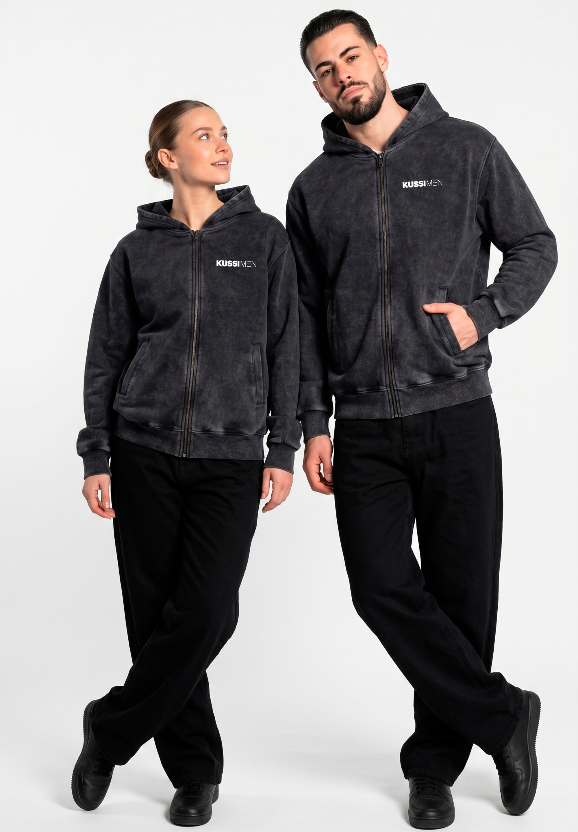 Poleron Zip Essential Acid Wash Black