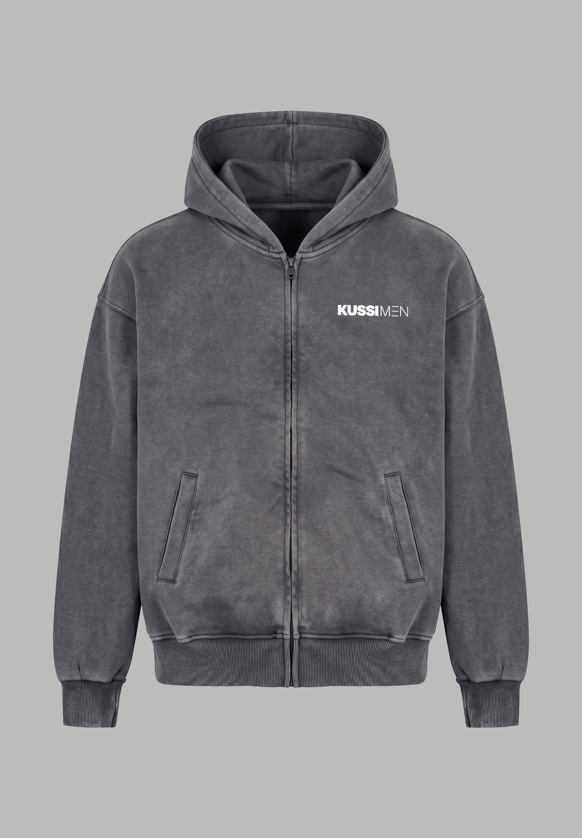 Poleron Zip Essential Acid Wash Gray