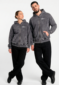 Poleron Zip Essential Acid Wash Gray