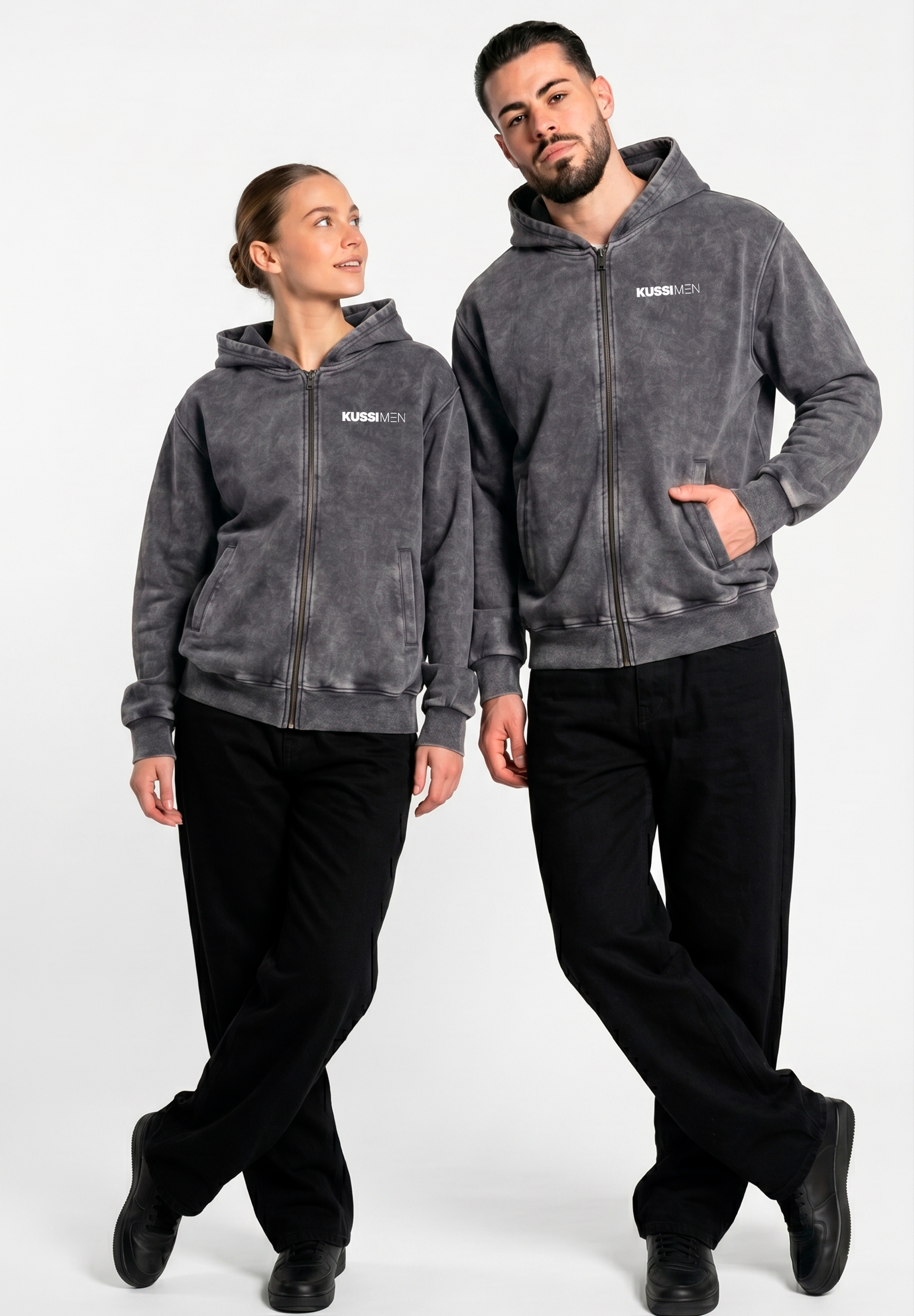 Poleron Zip Essential Acid Wash Gray