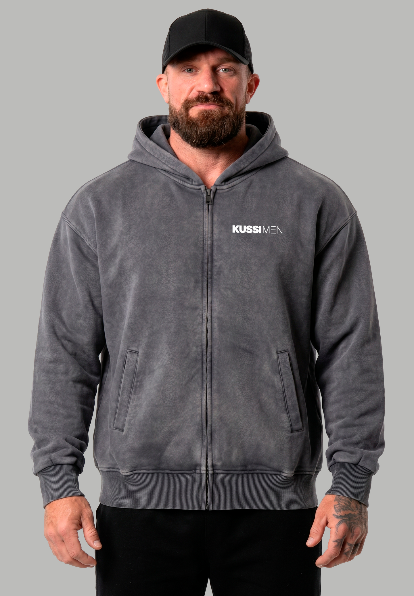 Poleron Zip Essential Acid Wash Gray