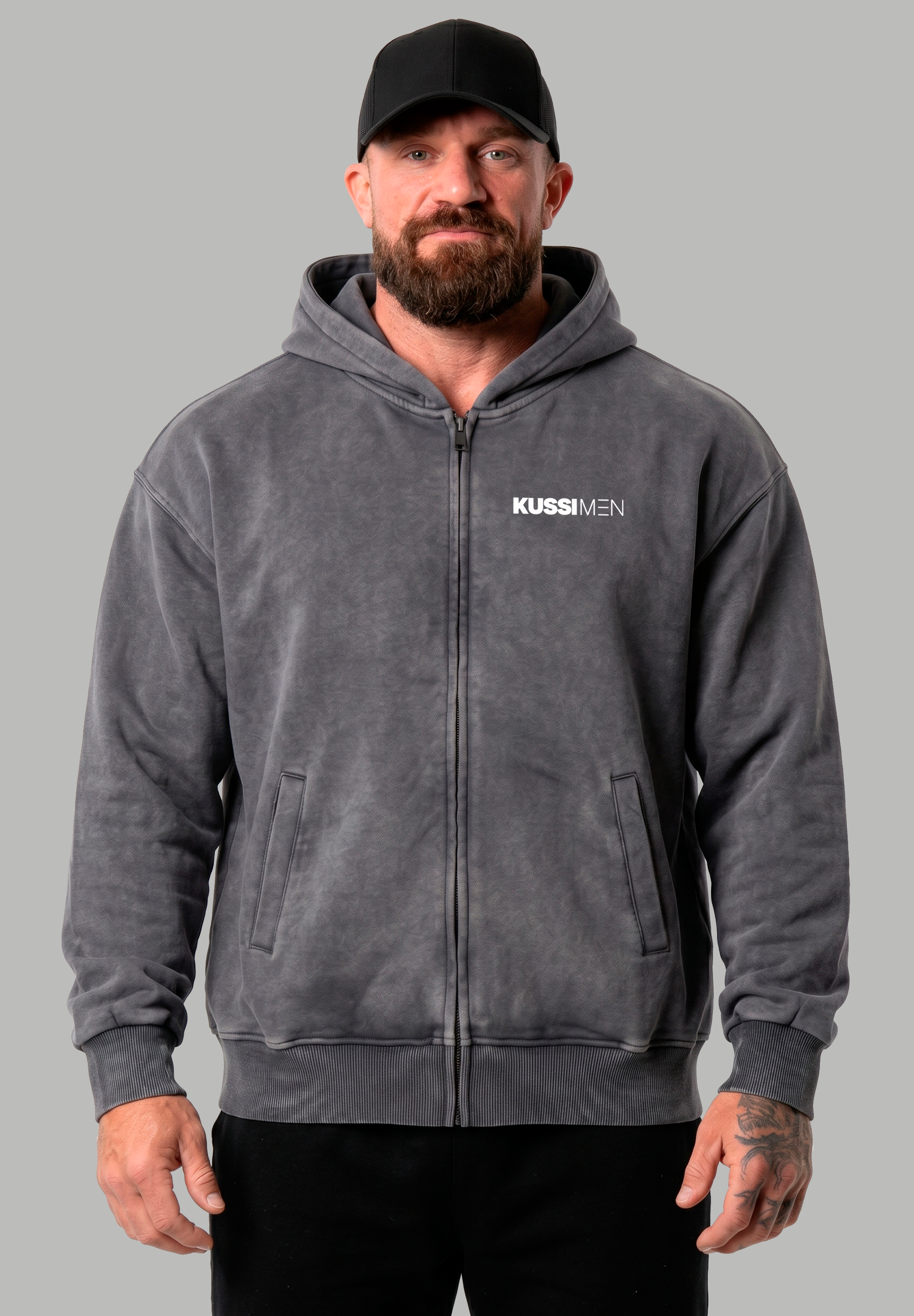 Poleron Zip Essential Acid Wash Gray