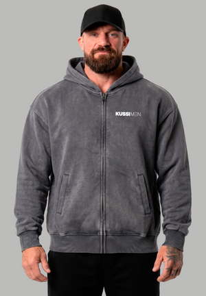 Poleron Zip Essential Acid Wash Gray