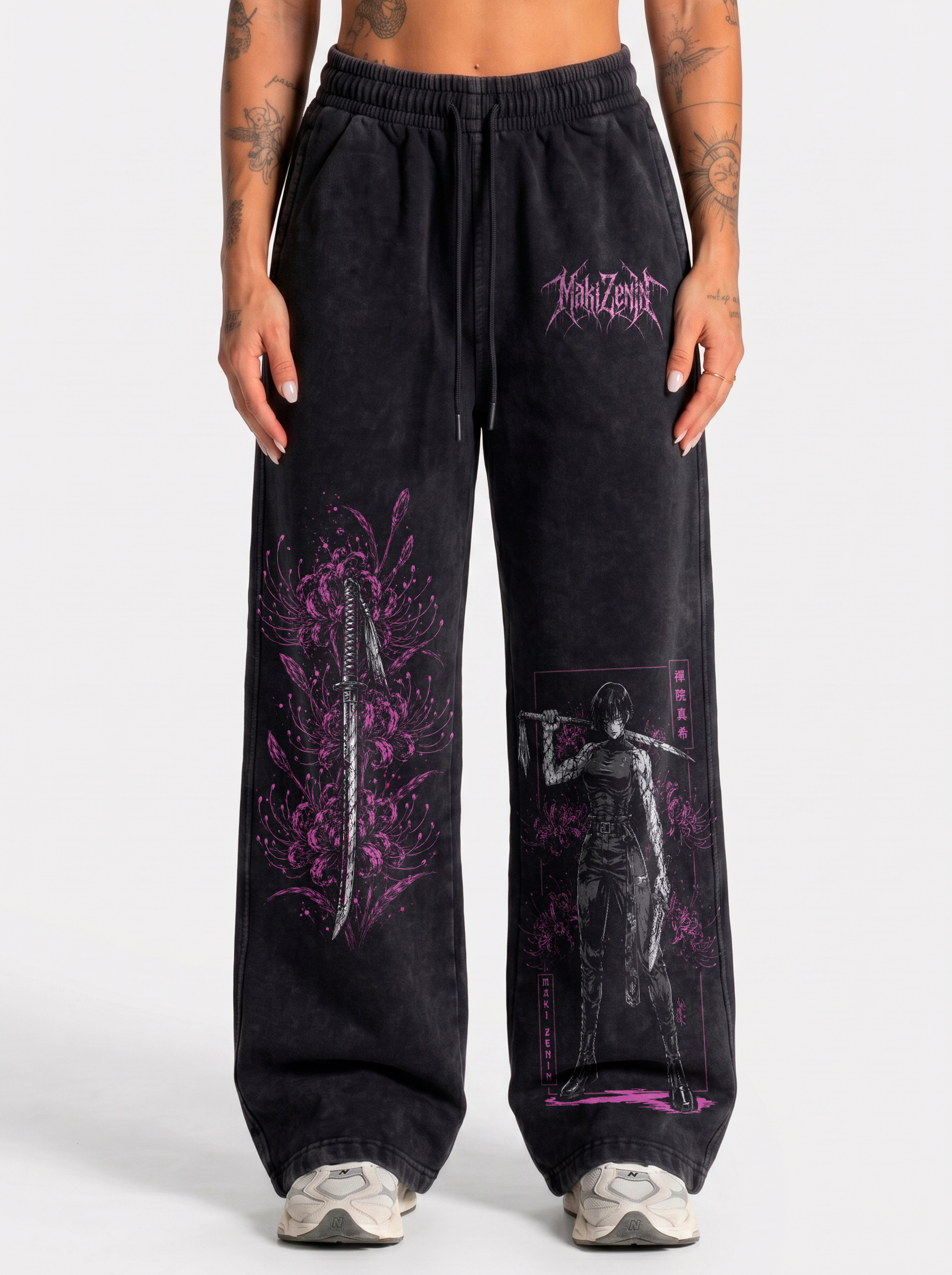 Jogger Oversize Acid Wash Maki Zenin Black | Jujutsu Kaisen