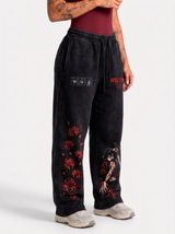 Jogger Oversize Acid Wash Maki Zenin Black- red | Jujutsu Kaisen
