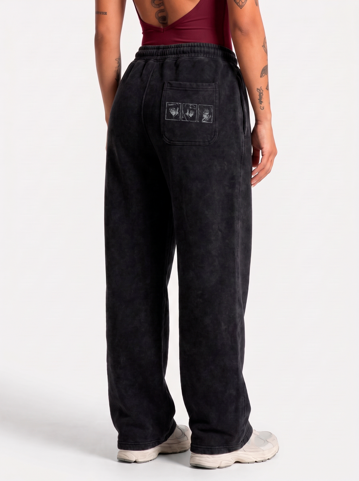Jogger Oversize Acid Wash Maki Zenin Black- red | Jujutsu Kaisen