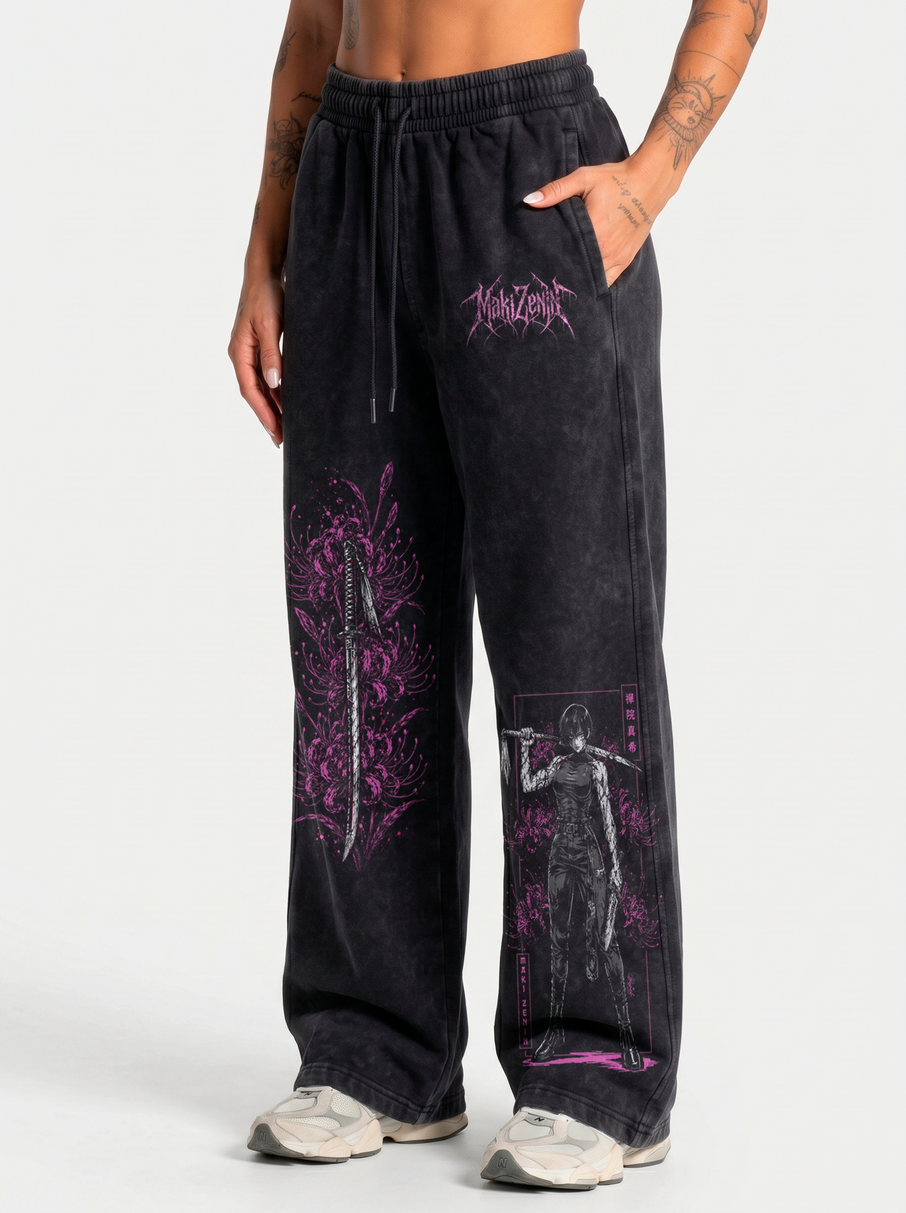 Jogger Oversize Acid Wash Maki Zenin Black | Jujutsu Kaisen