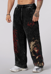 Jogger Oversize Acid Wash Sukuna Black / Jujutsu Kaisen