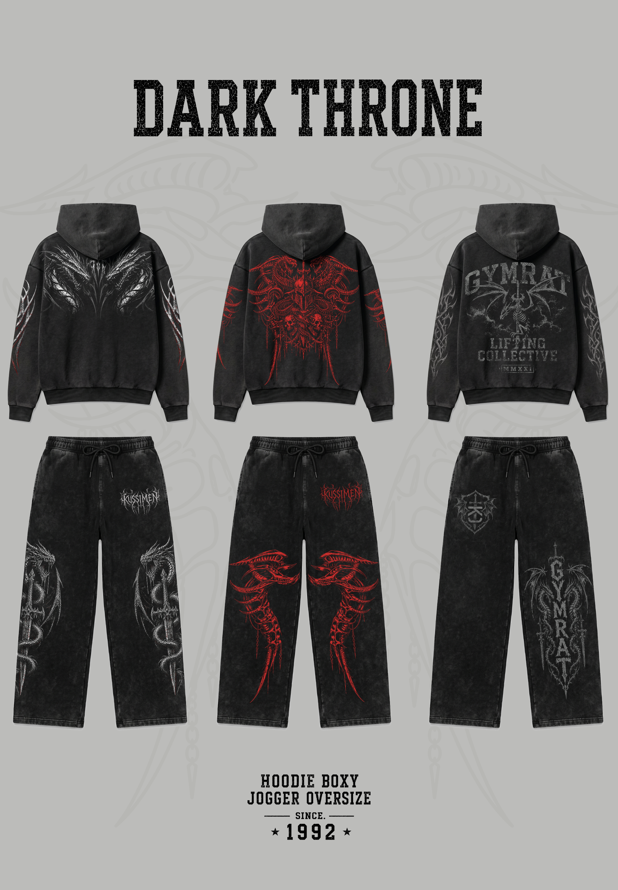 Jogger Oversize Acid Wash Dark Throne - black