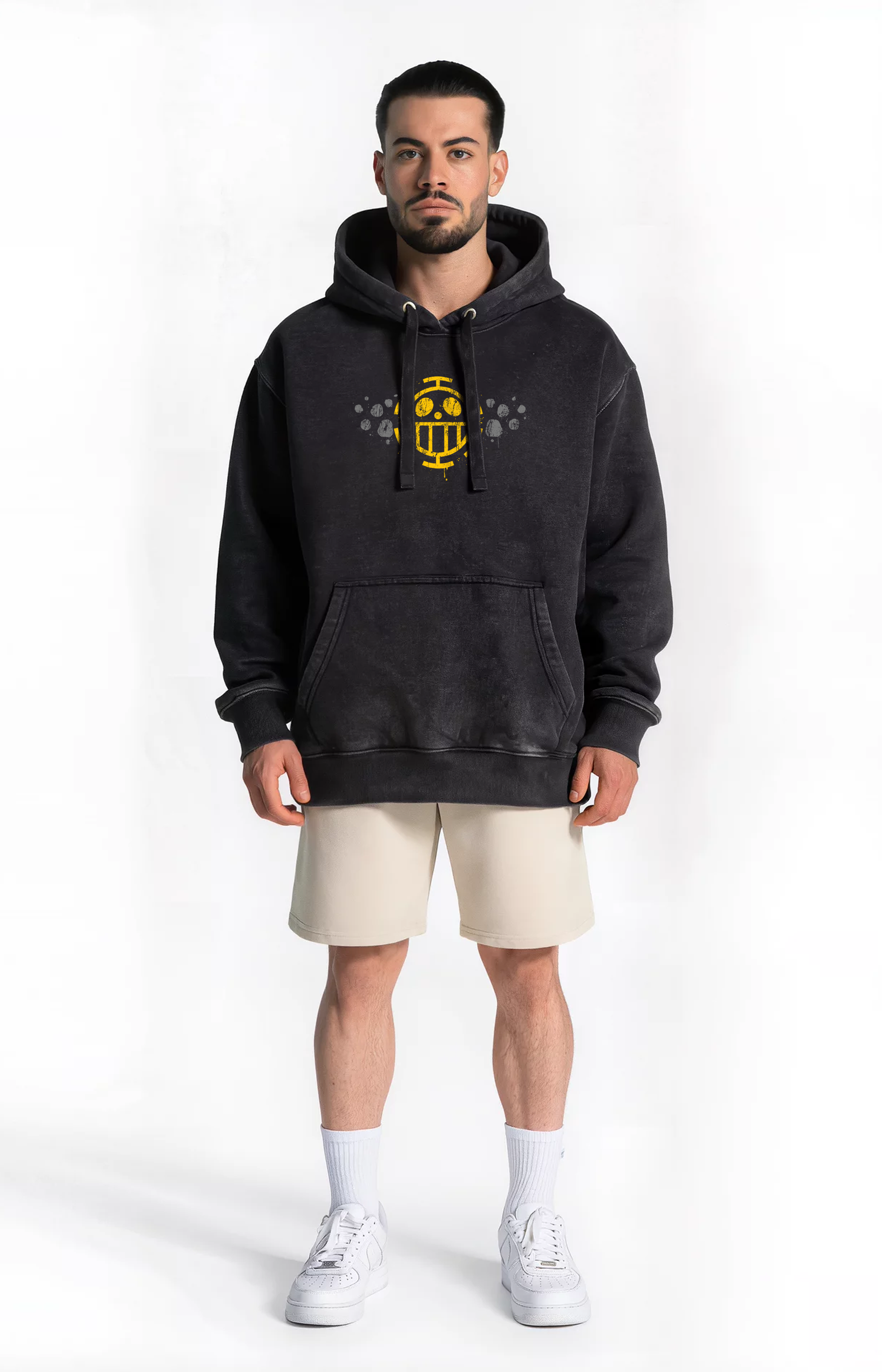 Polerón canguro Acid Wash Black Trafalgar Law – Edición Especial
