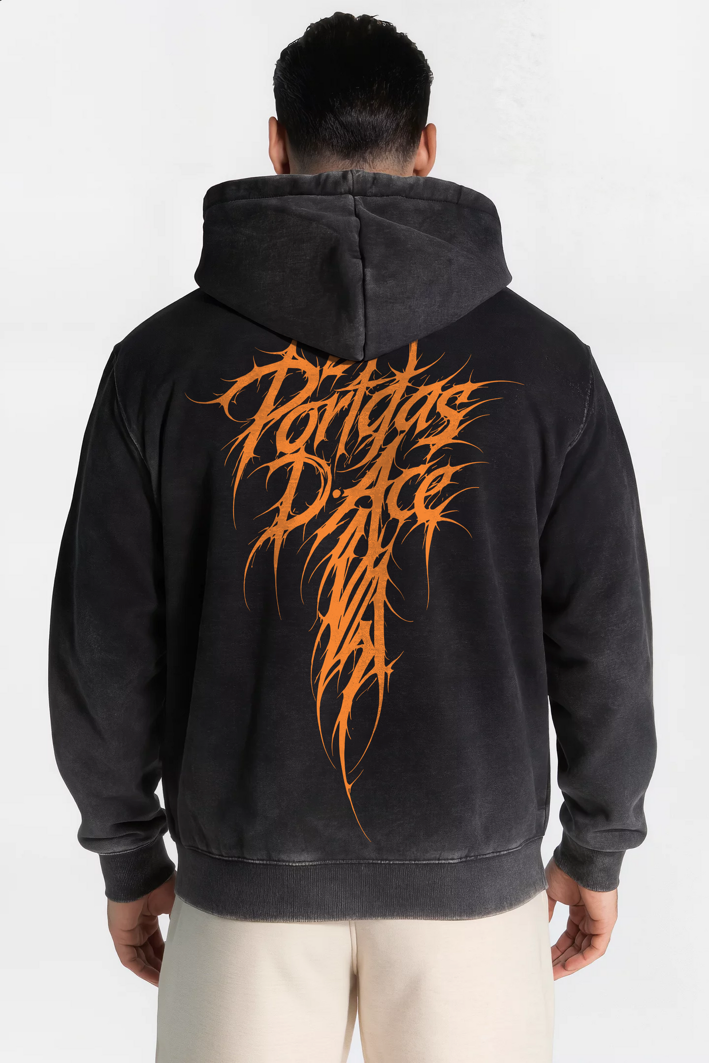 Polerón canguro acid wash black Ace – Edición especial