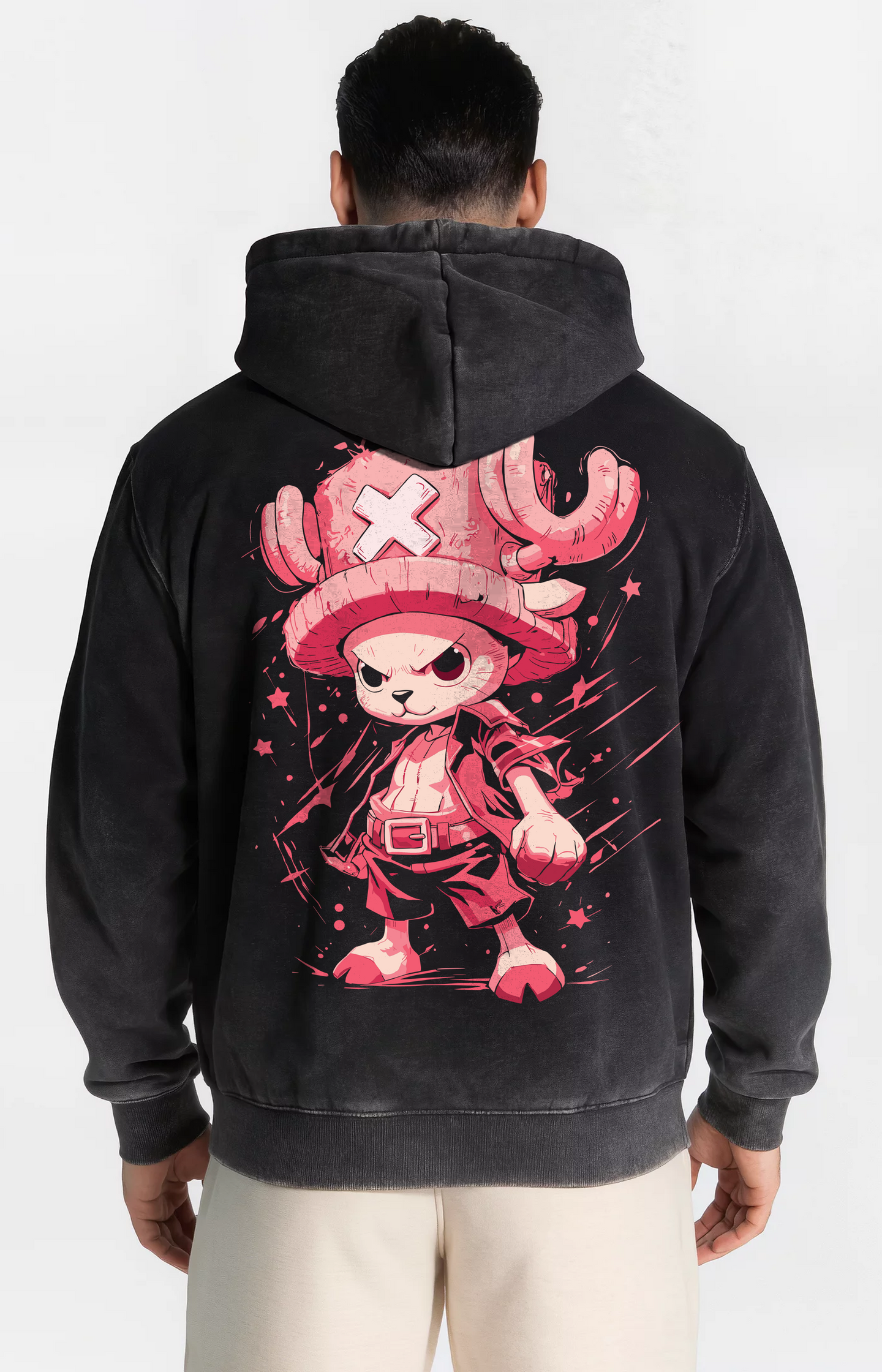 Polerón canguro acid wash black Chopper – edición especial