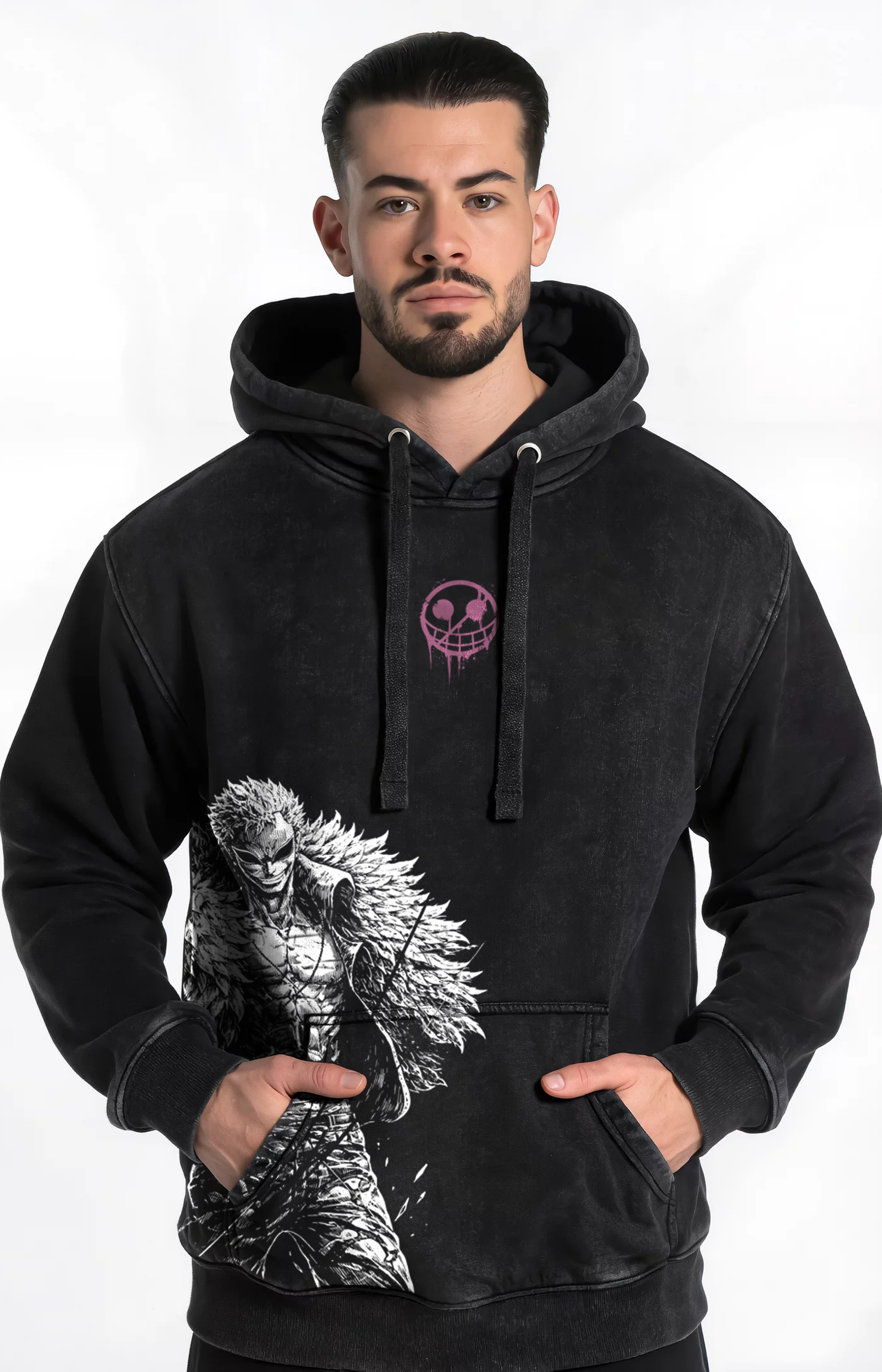 Polerón Acid Wash Negro Doflamingo – Edición Especial