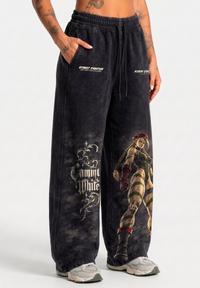 Pantalón Oversize Acid Wash Black Cammy White Mujer | Street Fighter