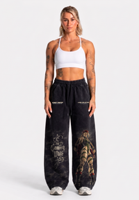 Pantalón Oversize Acid Wash Black Cammy White Mujer | Street Fighter