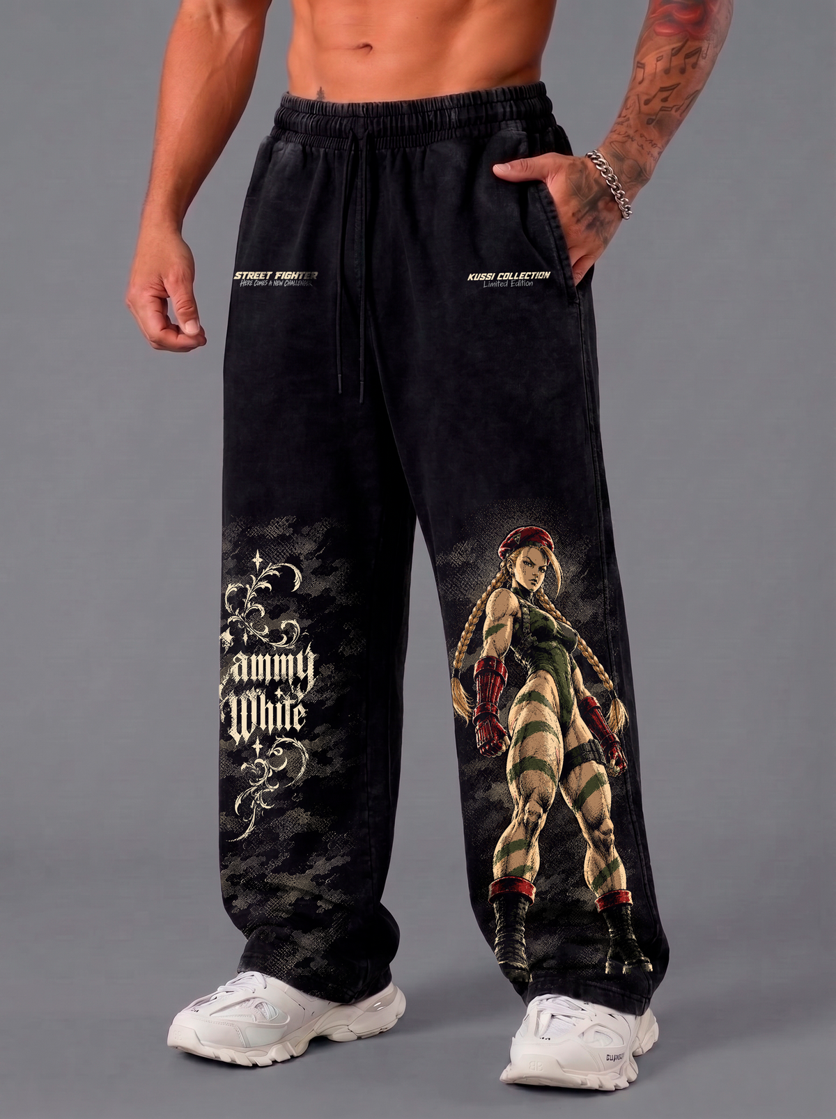 Pantalón Oversize Acid Wash Black Cammy White | Street Fighter