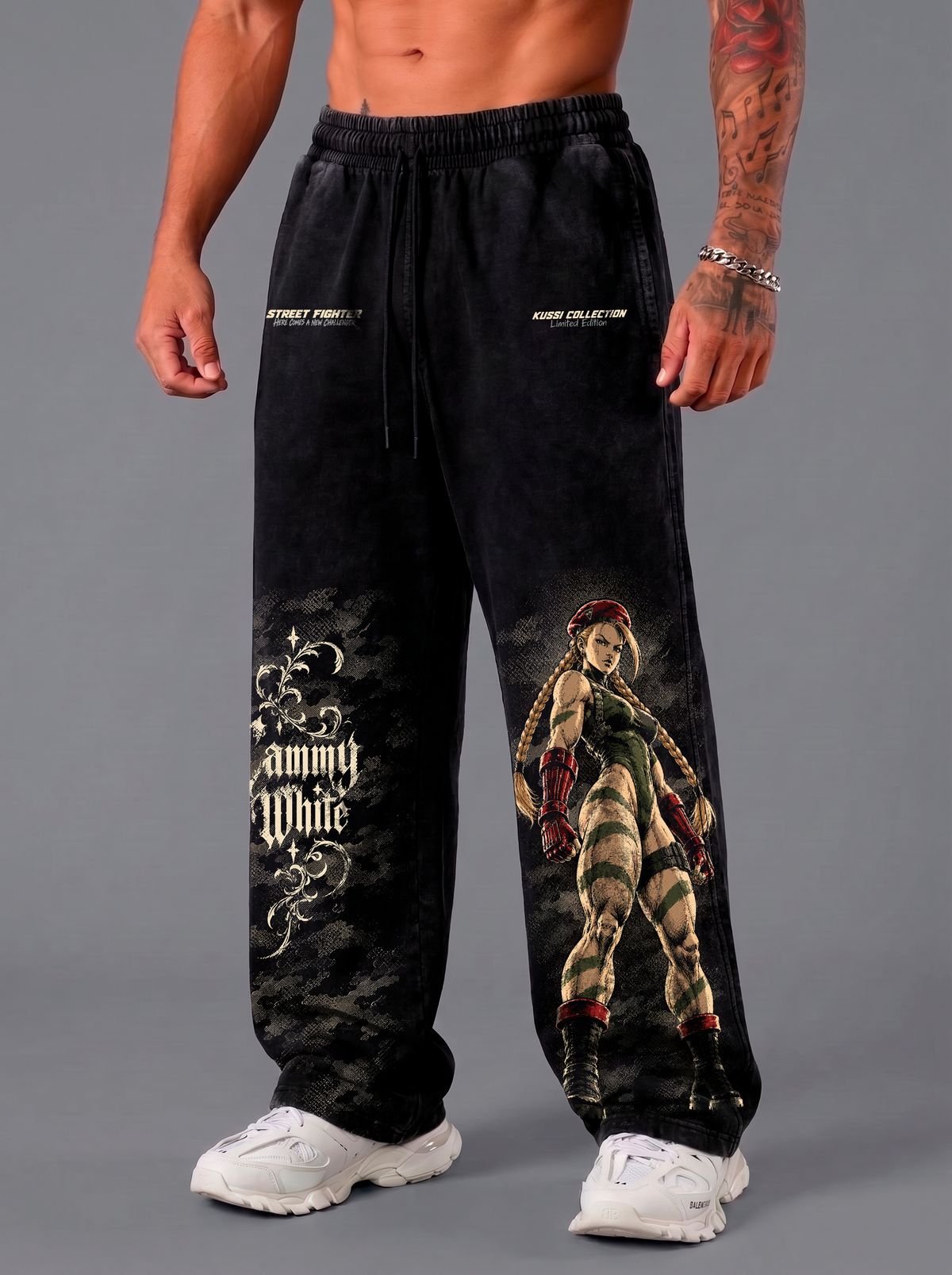 Pantalón Oversize Acid Wash Black Cammy White | Street Fighter