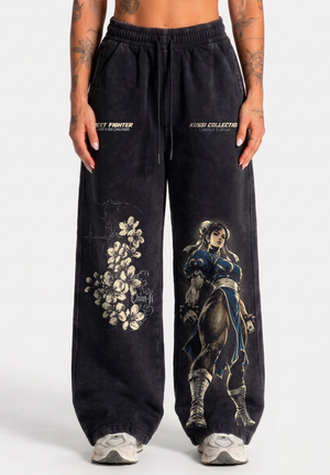Pantalón Oversize Acid Wash Black Chun-Li Mujer | Street Fighter