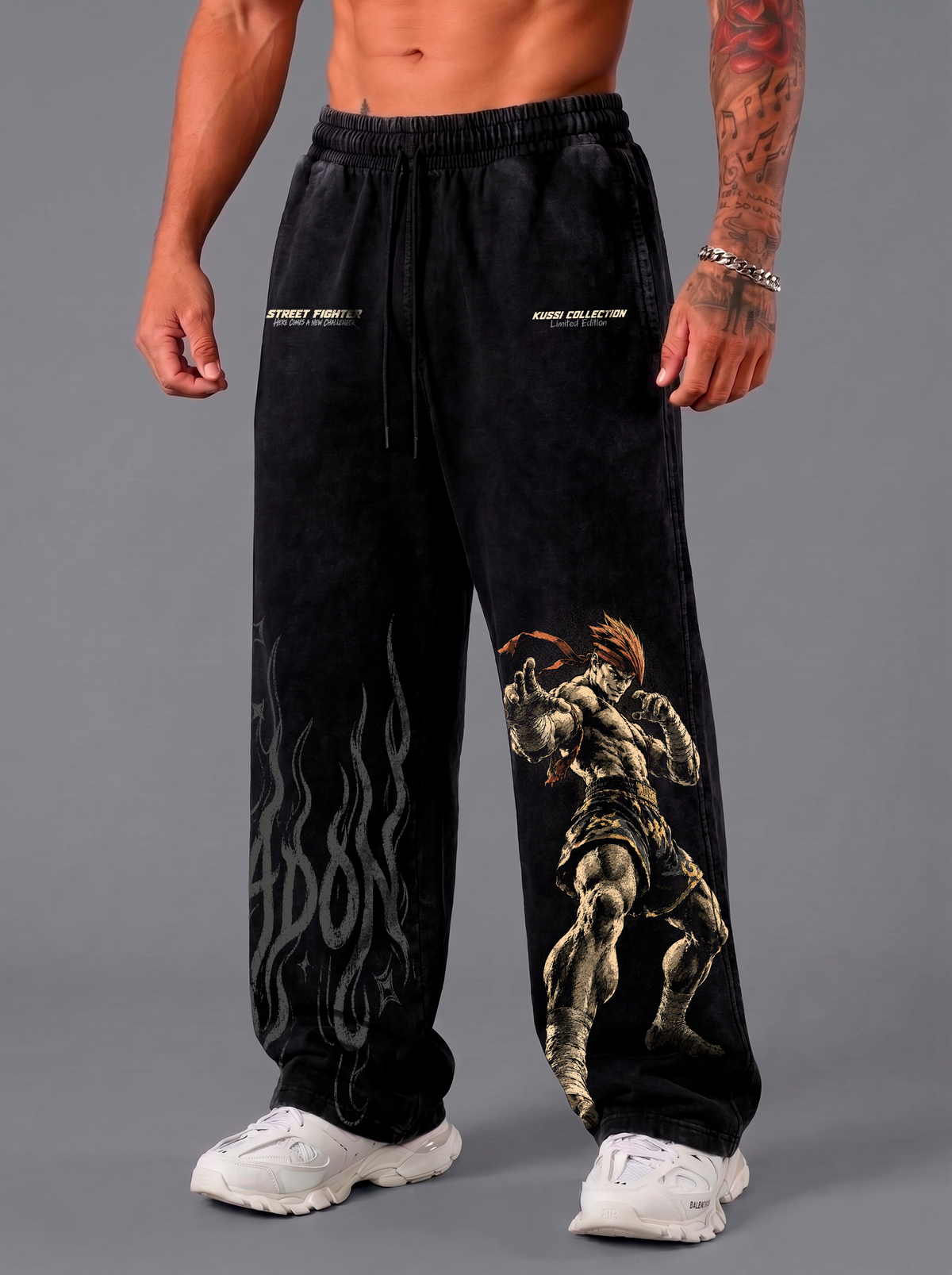 Pantalón Oversize Acid Wash Black Adon | Street Fighter