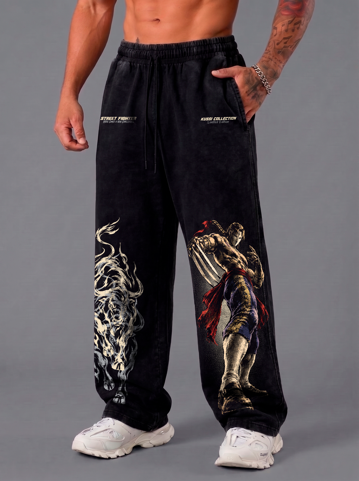 Pantalón Oversize Acid Wash Black Vega | Street Fighter