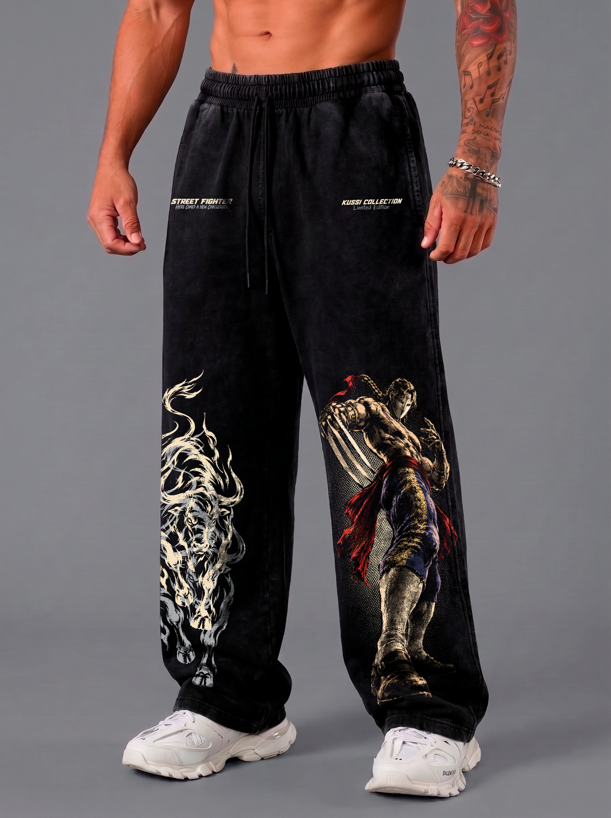 Pantalón Oversize Acid Wash Black Vega | Street Fighter