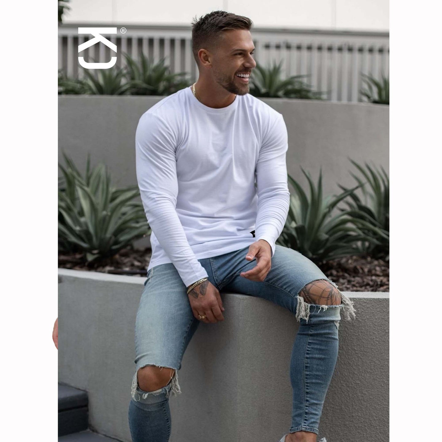 Poleras essential KussiMen  Manga Larga White