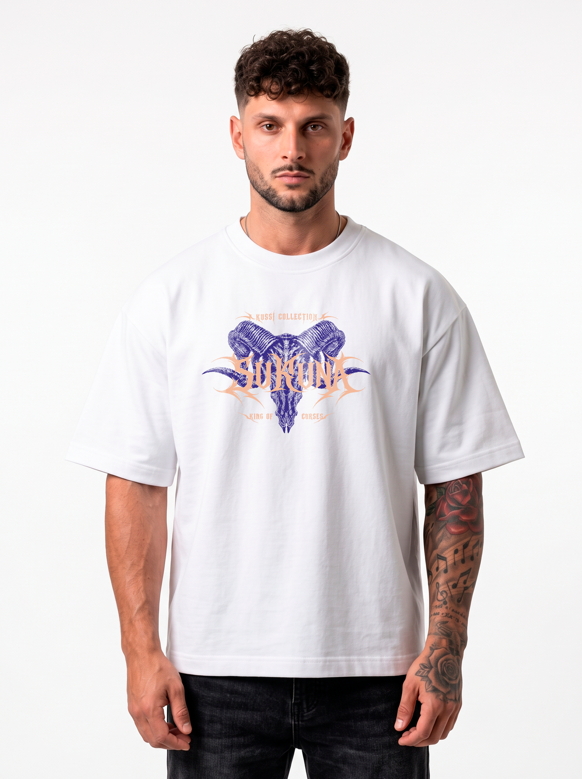 Polera Heavy weight Oversize Boxy Sukuna White | Jujutsu Kaisen