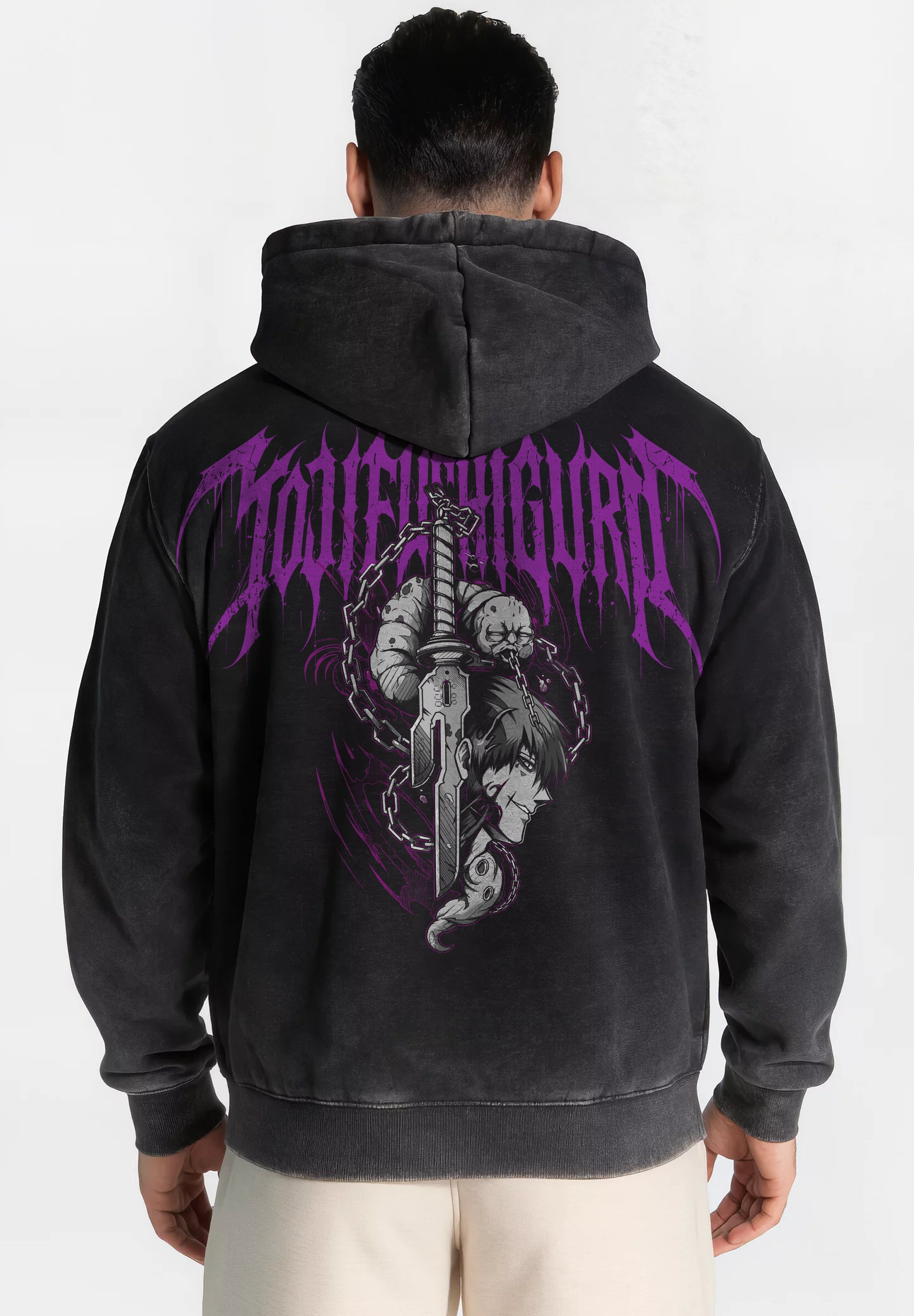 Polerón Acid Wash Toji Fushiguro black / Jujutsu Kaisen