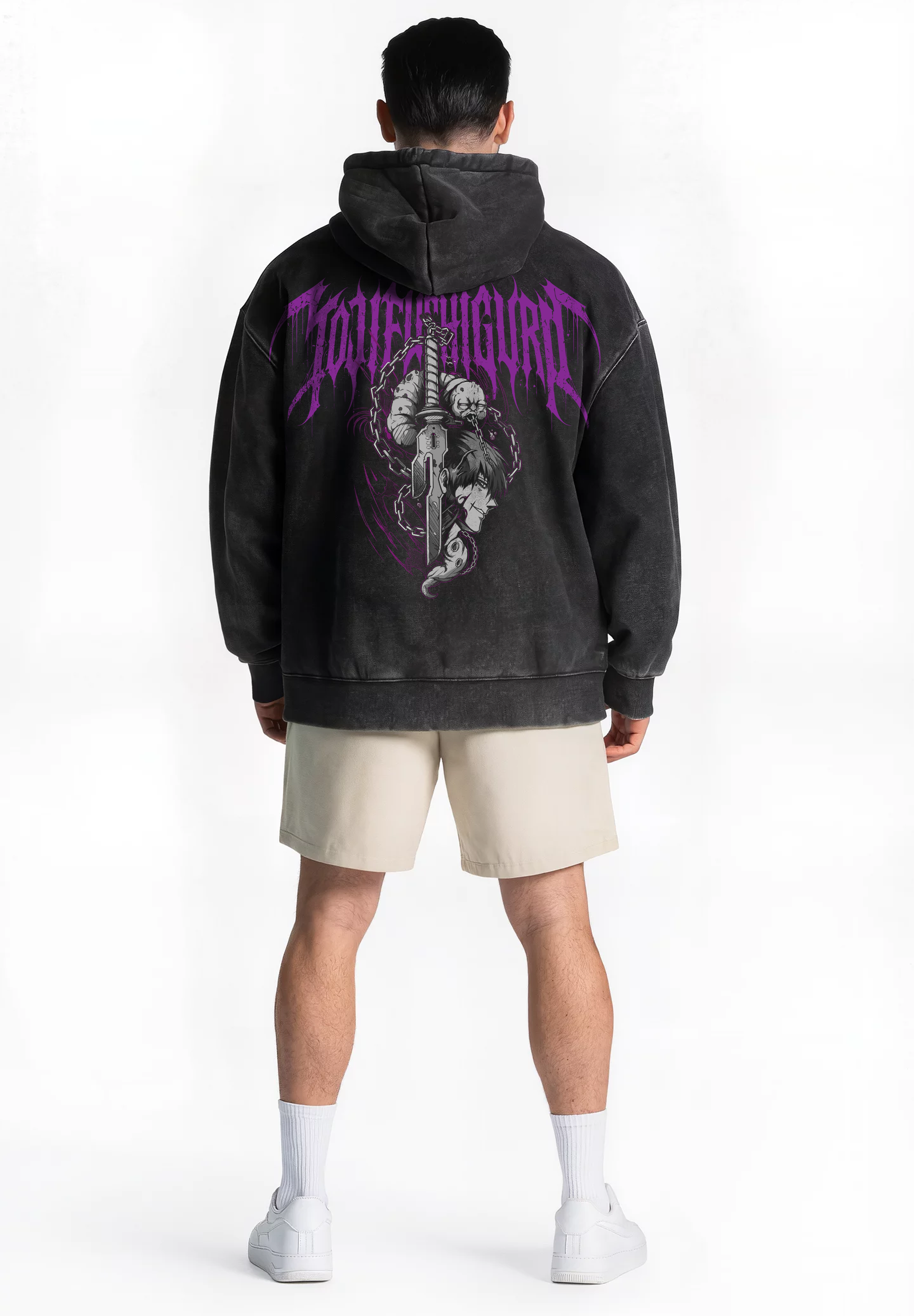 Polerón Acid Wash Toji Fushiguro black / Jujutsu Kaisen