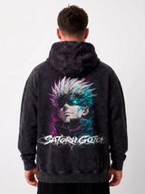 Hoodie oversize Acid Wash Satoru Gojo Black / Jujutsu Kaisen
