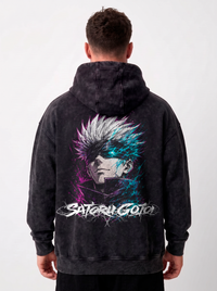 Hoodie oversize Acid Wash Satoru Gojo Black / Jujutsu Kaisen