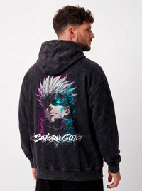 Hoodie oversize Acid Wash Satoru Gojo Black / Jujutsu Kaisen
