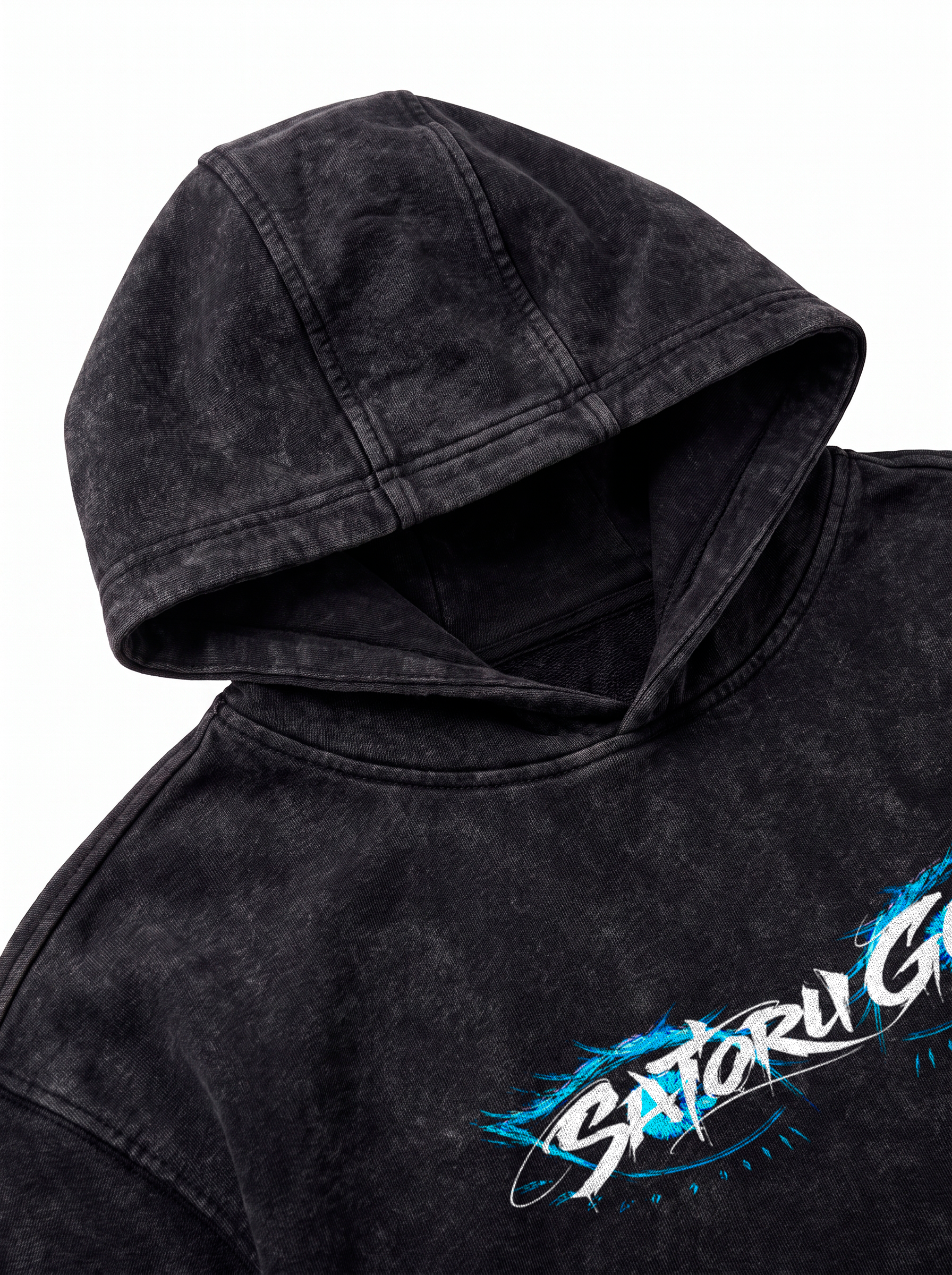 Hoodie oversize Acid Wash Satoru Gojo Black / Jujutsu Kaisen