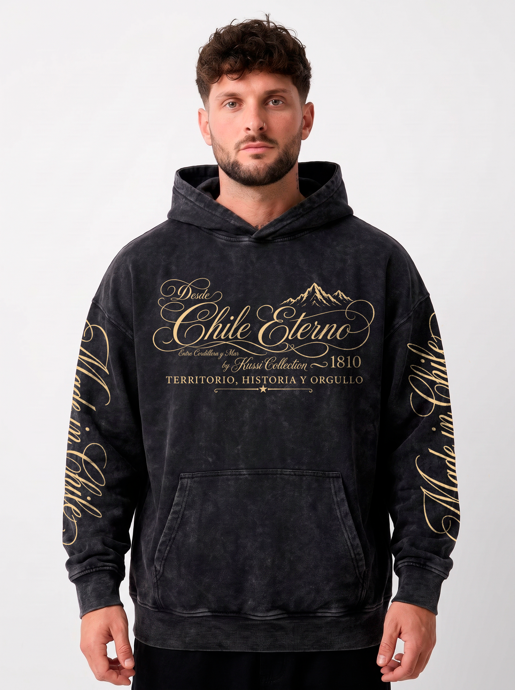 Poleron oversize acid wash made in chile | Black