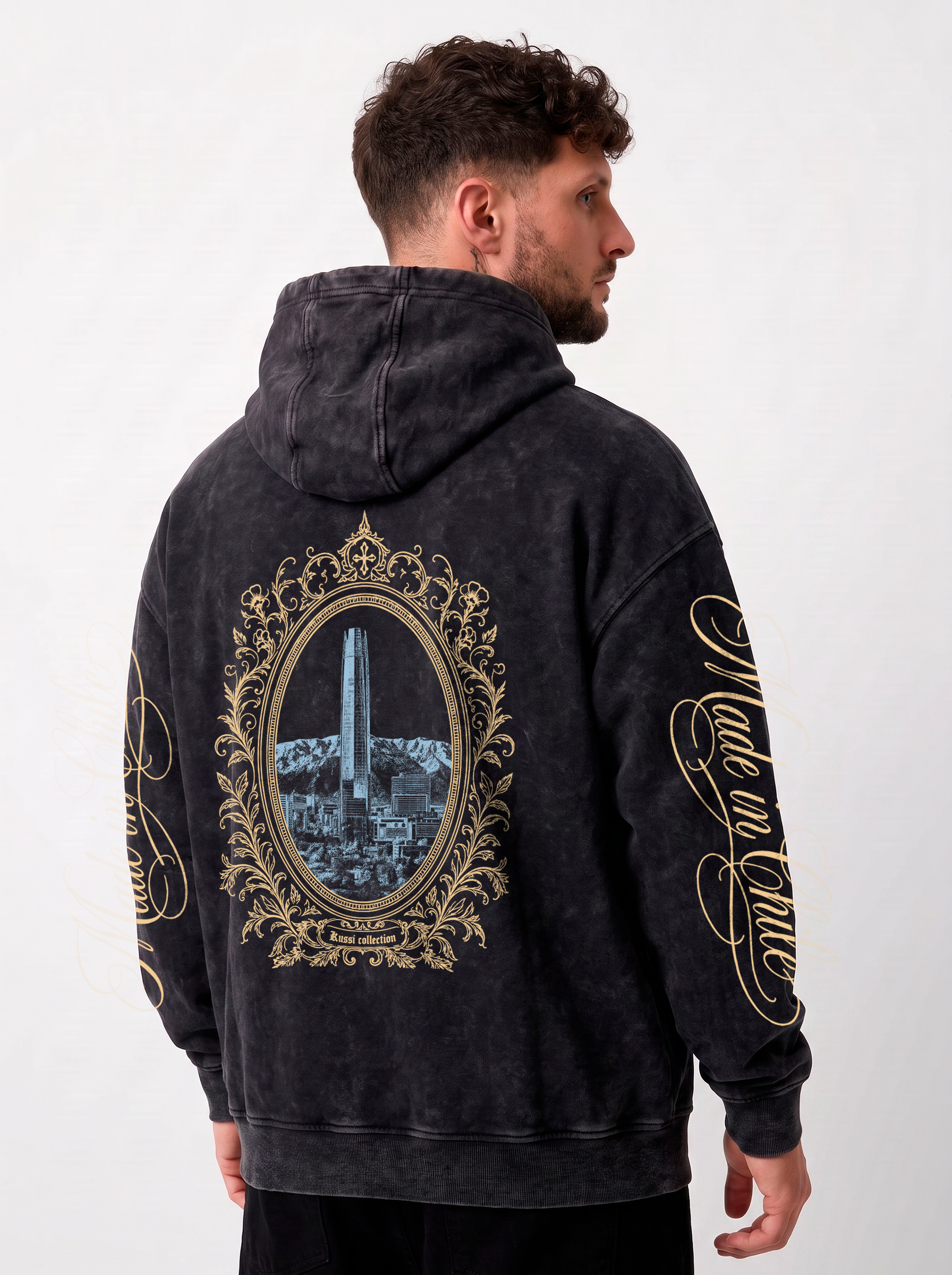 Poleron oversize acid wash made in chile | Black