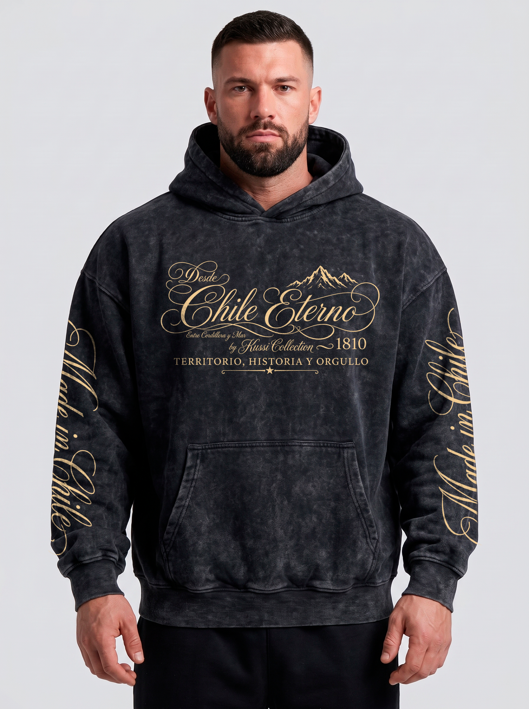 Poleron oversize acid wash made in chile | Black