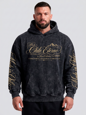 Poleron oversize acid wash made in chile | Black
