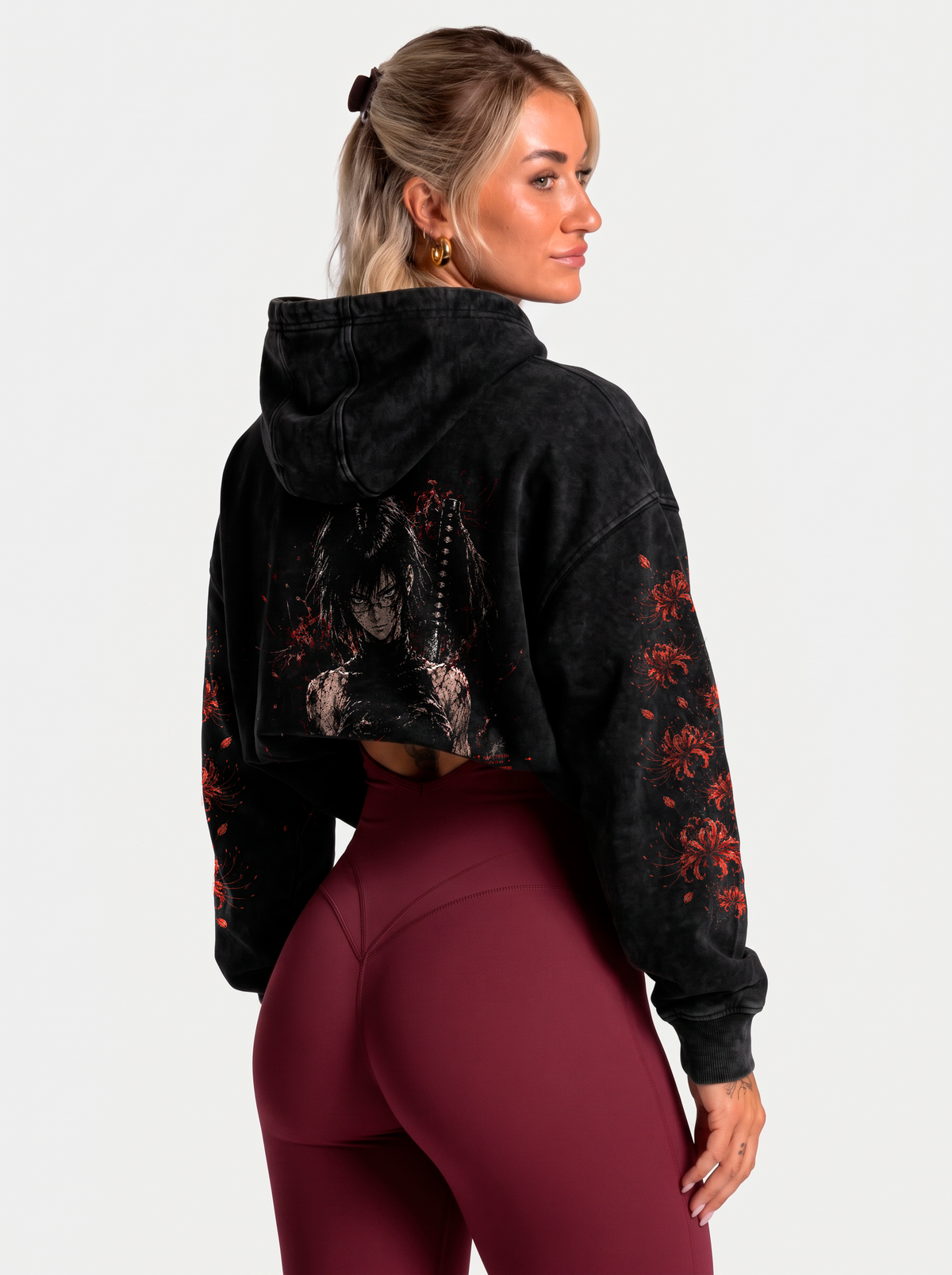 Polerón Oversize Acid Wash Maki Zenin Black- red | Jujutsu Kaisen
