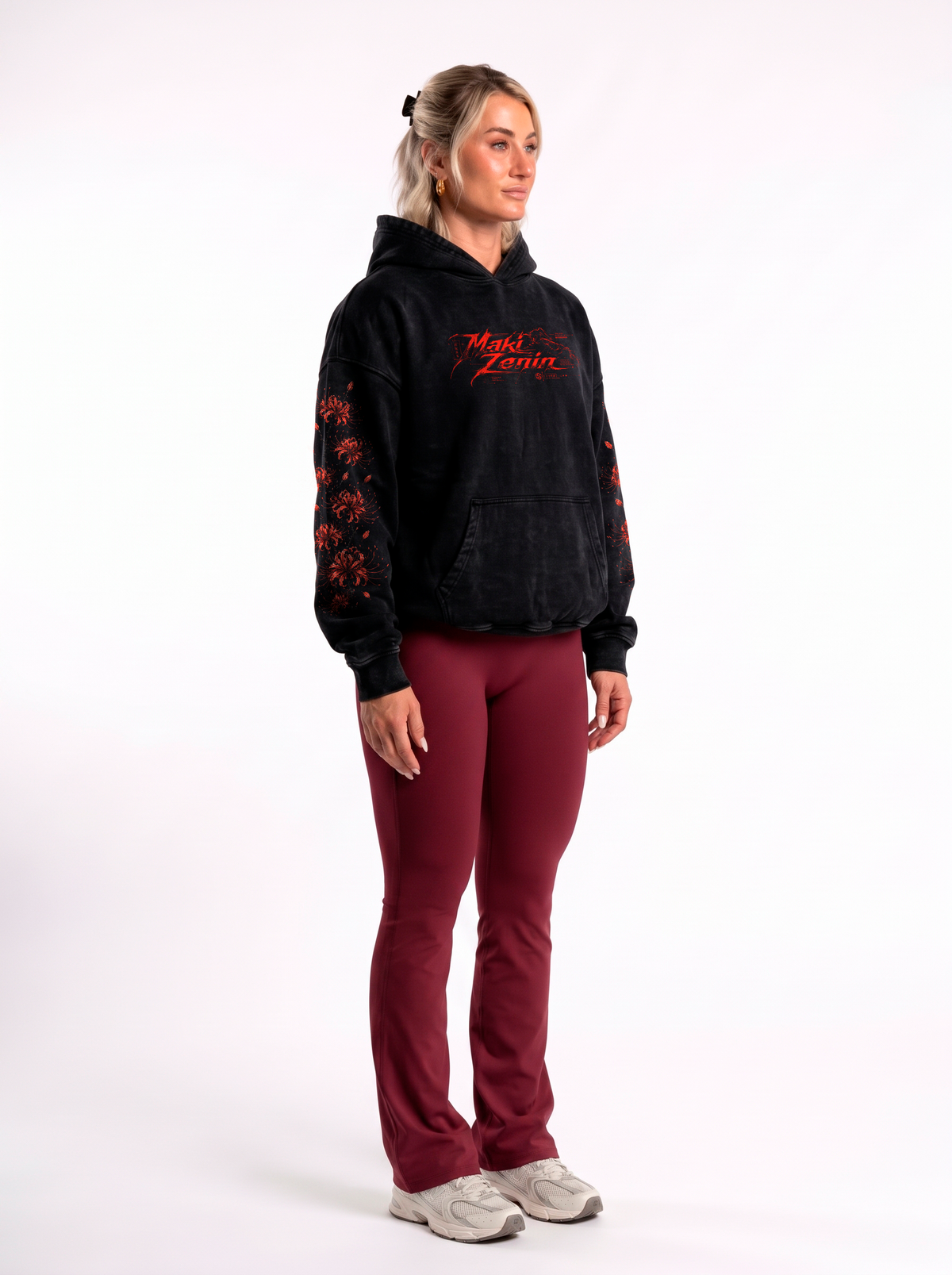 Polerón Oversize Acid Wash Maki Zenin Black- red | Jujutsu Kaisen