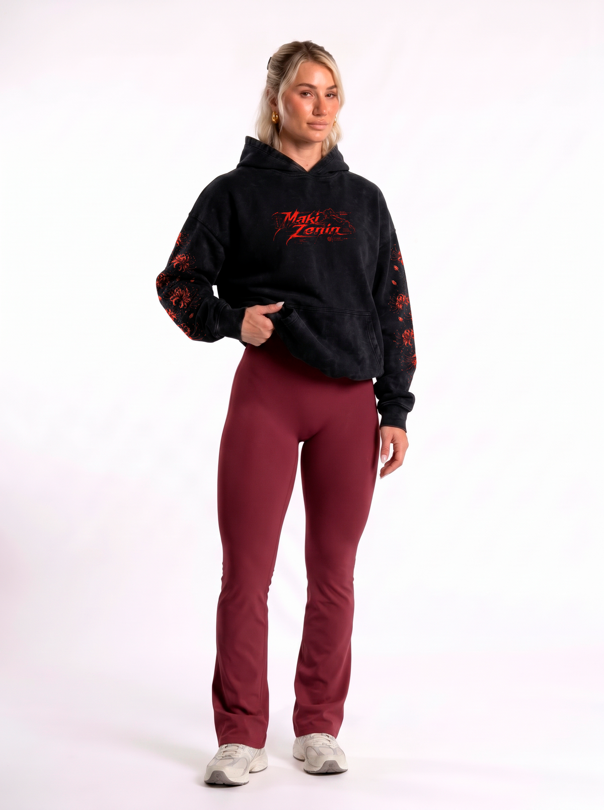 Polerón Oversize Acid Wash Maki Zenin Black- red | Jujutsu Kaisen