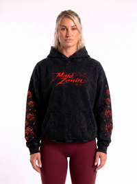 Polerón Oversize Acid Wash Maki Zenin Black- red | Jujutsu Kaisen