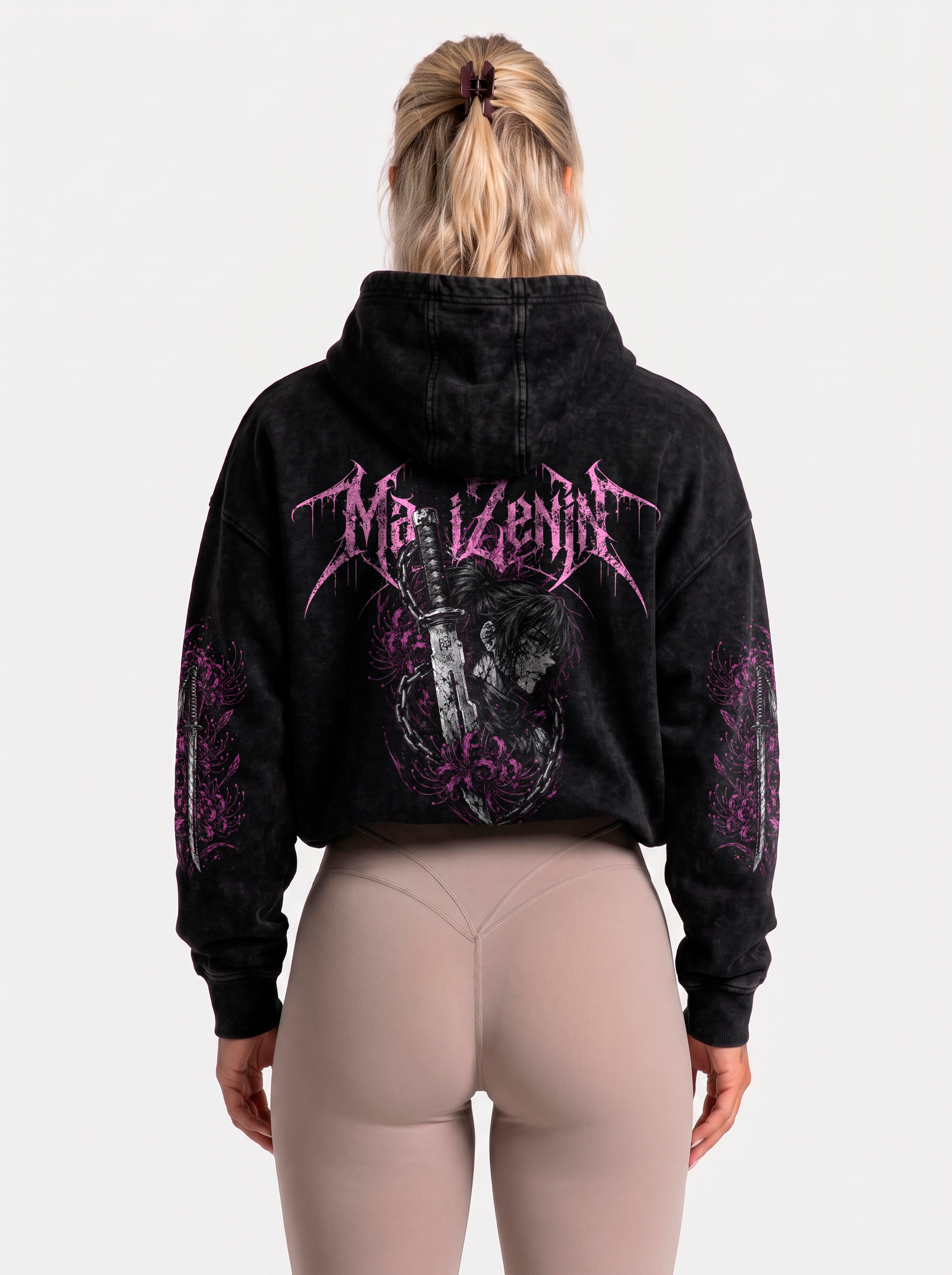 Polerón Oversize Acid Wash Maki Zenin Black | Jujutsu Kaisen