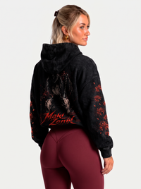 Polerón Oversize Acid Wash Maki Zenin Black- red | Jujutsu Kaisen