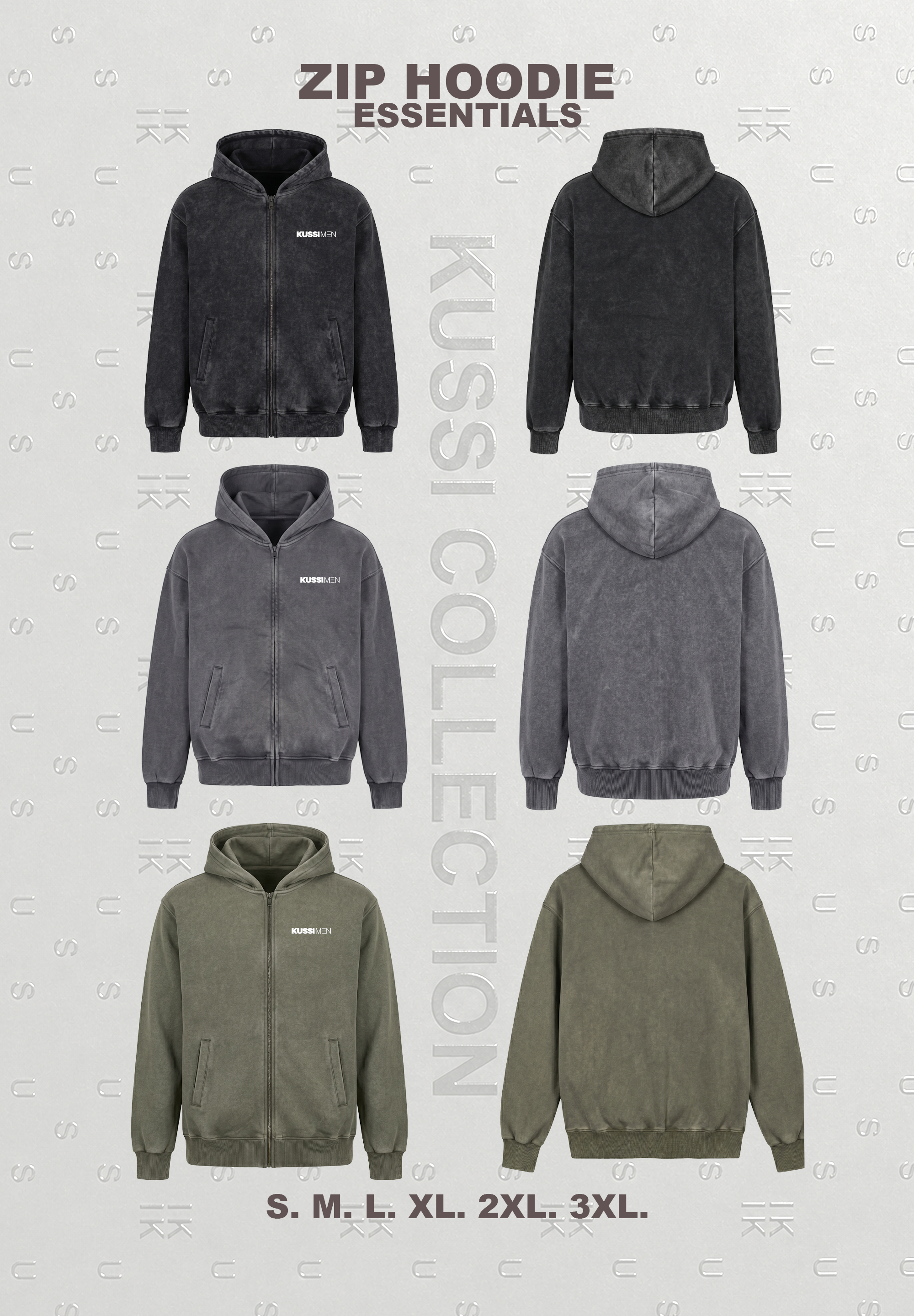 Poleron Zip Essential Acid Wash Black